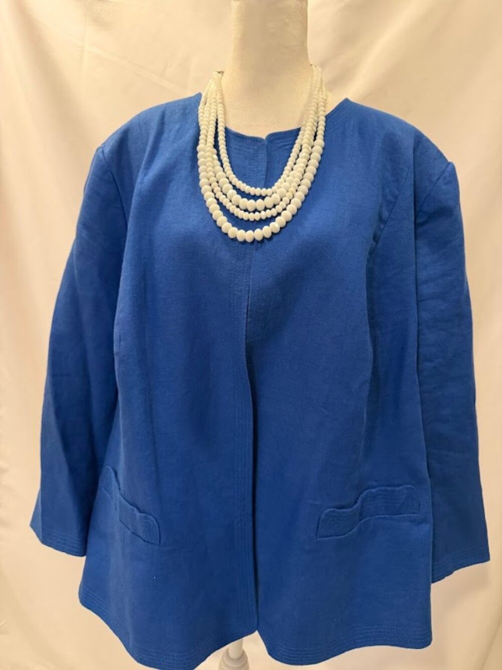 Talbots Royal Blue Lined Open-Front Blazer with Long Sleeves - 24W